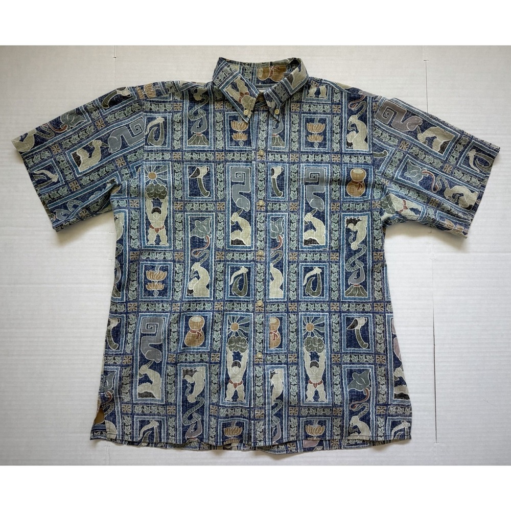 reyn spooner dietrich varez Hawaiian Shirt Men's Button Up Short Sleeve Medium